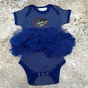 Two Feet Ahead New Born University Of Florida Pin Dot Tutu Creeper Blue NWT